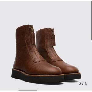 Camper Sz 6 Tyra Zip Ankle Boots Moto Combat Chunky Brown Leather Platform